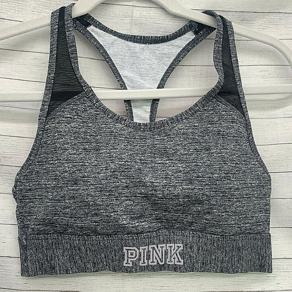 Victorias Secret Womens PINK Ultimate Lightly Lined Sports Bra Sz Small S Gray
